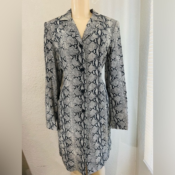 Reflections Women’s Silk Snake Print Collared Button Up Midi Shift Dress 10 - Picture 12 of 16